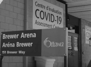 The City’s first COVID-19 Assessment Centre situated at the Brewer Arena in Old Ottawa South has now been supplemented as confirmed cases of coronavirus multiplied. Photo by John Dance